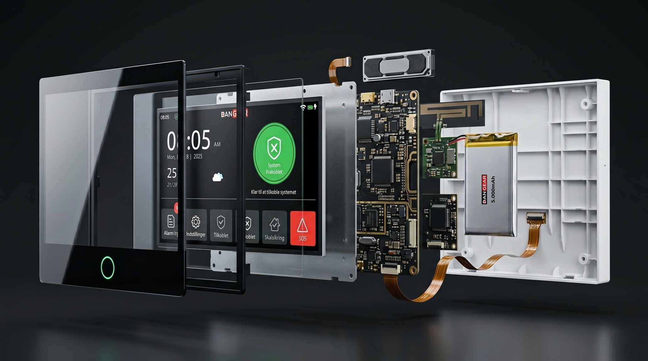 Illustration af DanGear HEIMDALL PRO alarmpanel